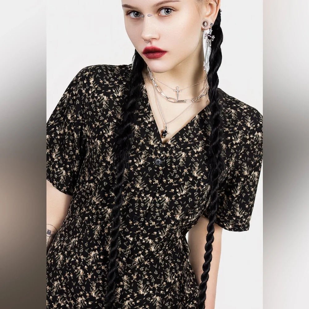 Disturbia Gardenia Print Button Down Midaxi Dress US 6 / UK 10 - Picture 4 of 10